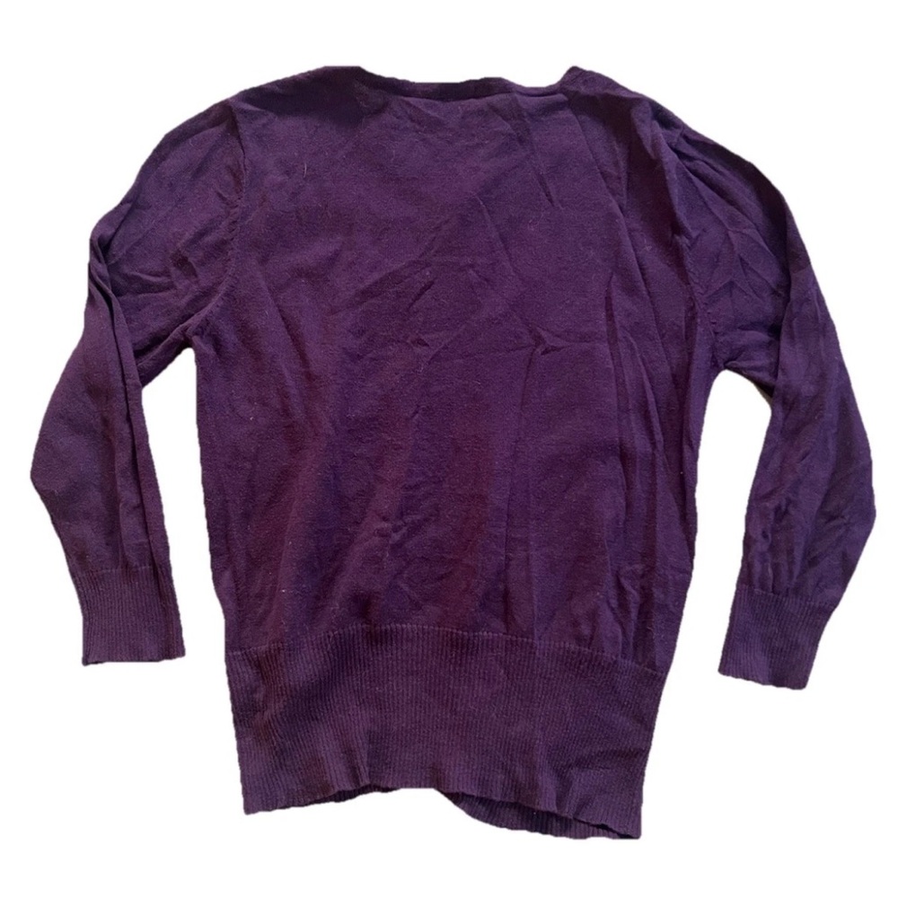 Amelia Women’s Purple Cardigan M Jewel Tone Classic Minimalist Dark Academia - Picture 2 of 7